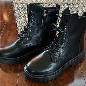 Black Lace-Up Ankle Boots
